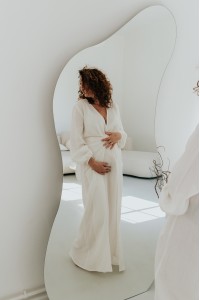 Wiązana sukienka MAXI  ŚMIETANKA