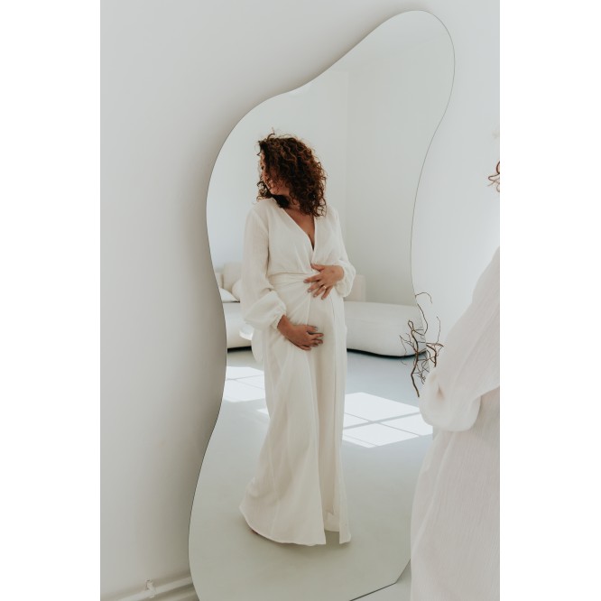 Wiązana sukienka MAXI  ŚMIETANKA