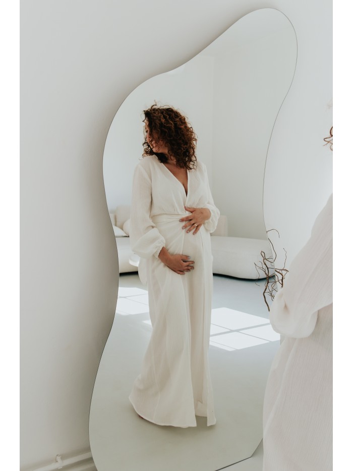 Wiązana sukienka MAXI  ŚMIETANKA