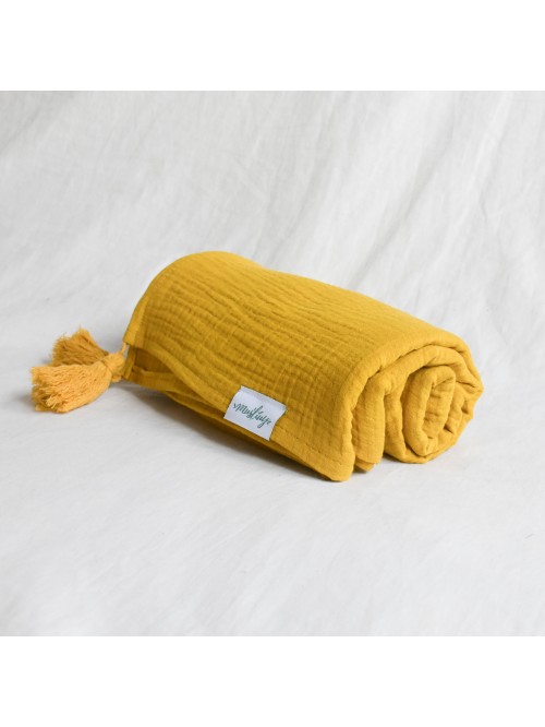 Kocyk Otulacz Muślinowy MUSZTARDA 60x90cm