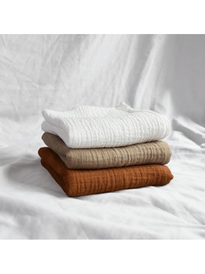 ŚMIETANKA + PIASKOWA + BRĄZOWA zestaw pieluszek muślinowych