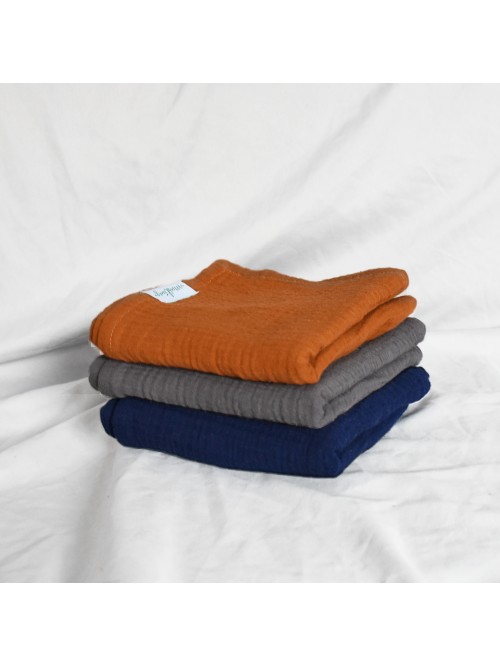 BRĄZ + GRAFIT + GRANAT  Zestaw pieluszek muślinowych 