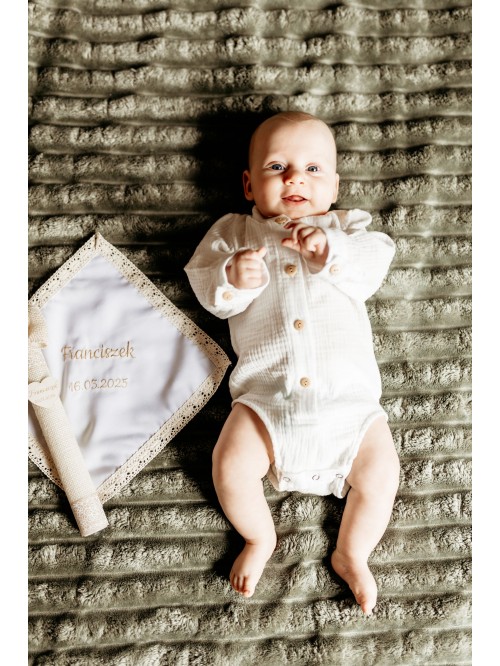 Muślinowe body -  koszula ze stójką