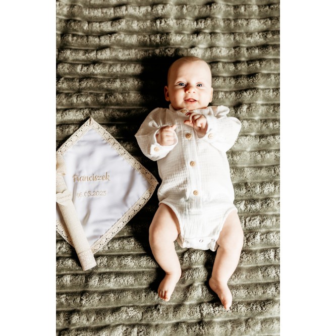 Muślinowe body -  koszula ze stójką