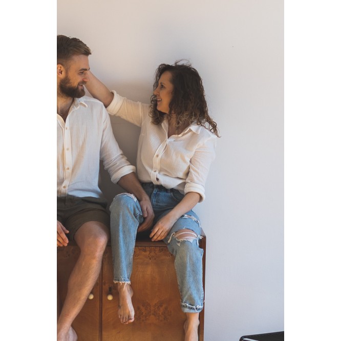 Damska koszula muślinowa ŚMIETANKA