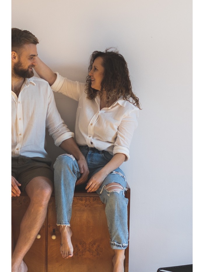 Damska koszula muślinowa NIEBIESKA