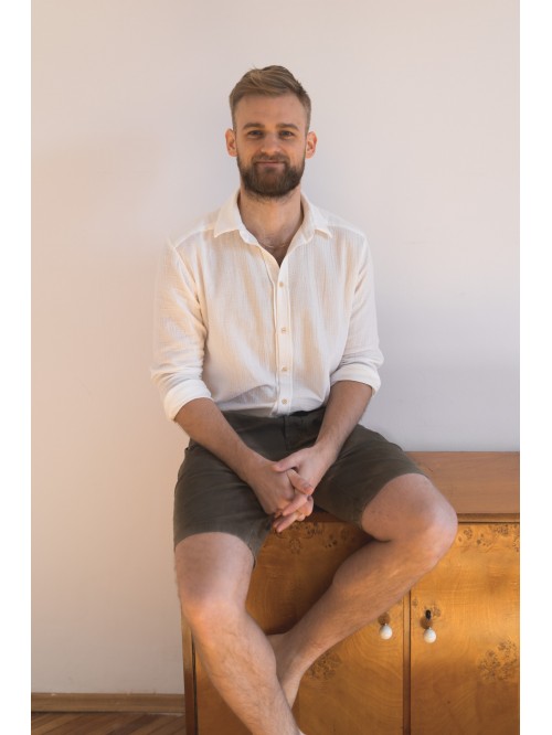 Męska koszula muślinowa ŚMIETANKA