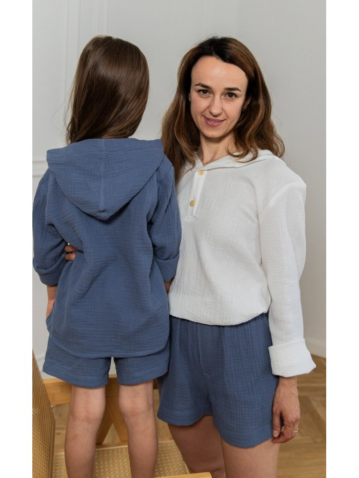 Muślinowa damska bluza z kapturem