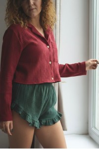 Krótka koszula piżamowa ŚWIĄTECZNY CZERWONY