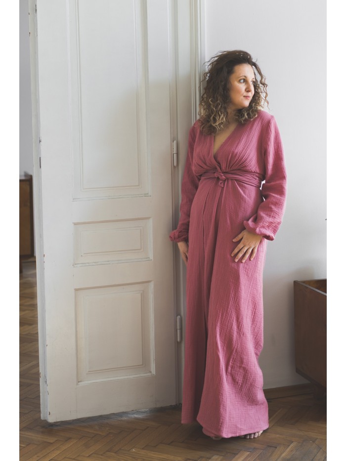 Długa muślinowa sukienka ŚMIETANKA