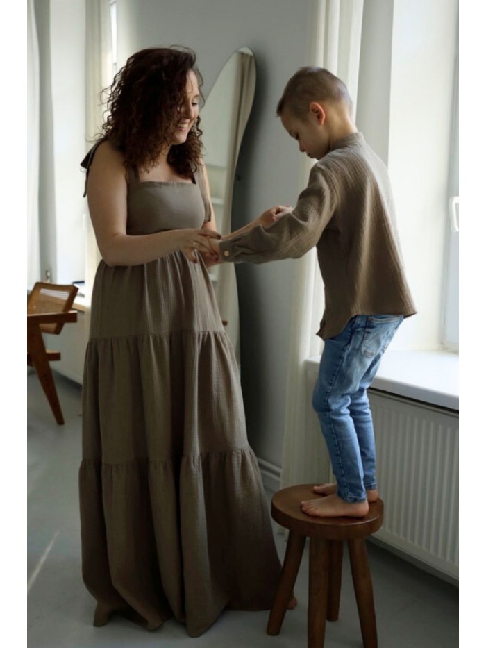 Muślinowa koszula ze stójką dla chłopca