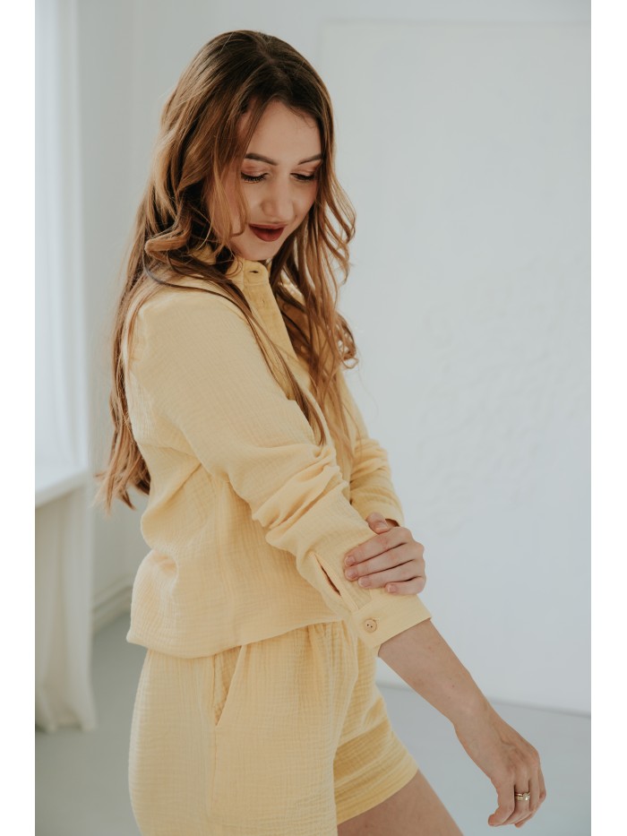 Damska koszula muślinowa BANANOWA