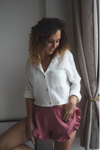 Krótka koszula piżamowa PIASKOWA