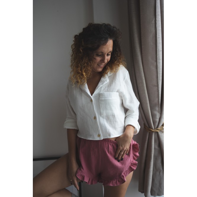 Krótka koszula piżamowa ŚMIETANKA