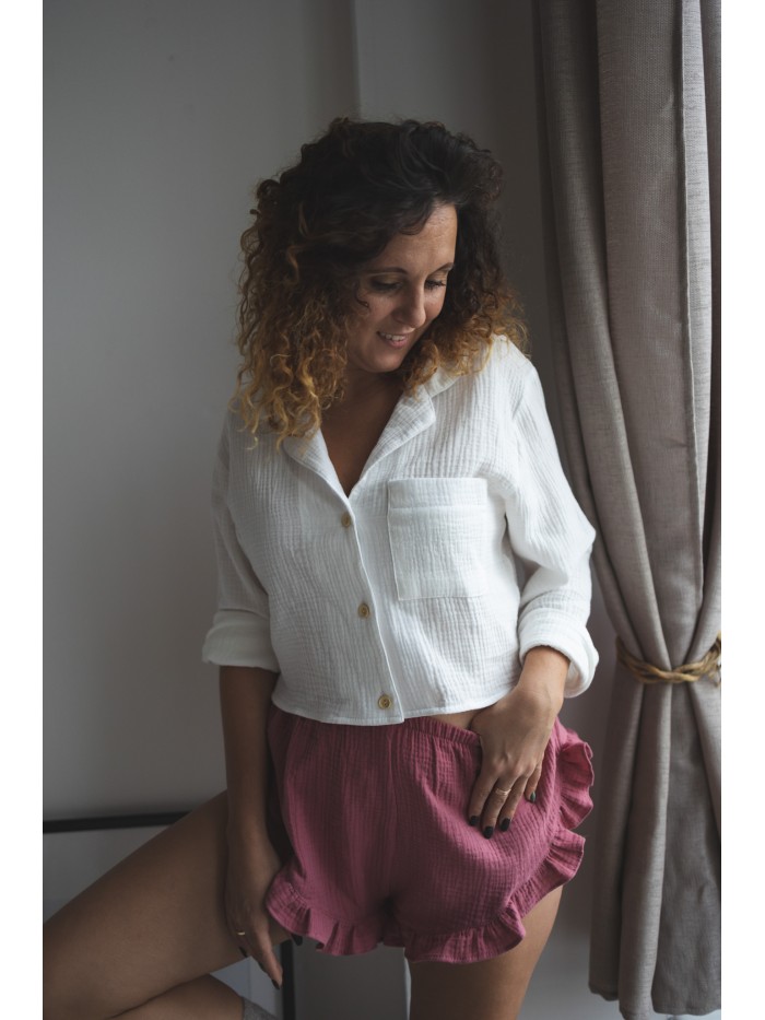 Krótka koszula piżamowa ŚWIĄTECZNY CZERWONY