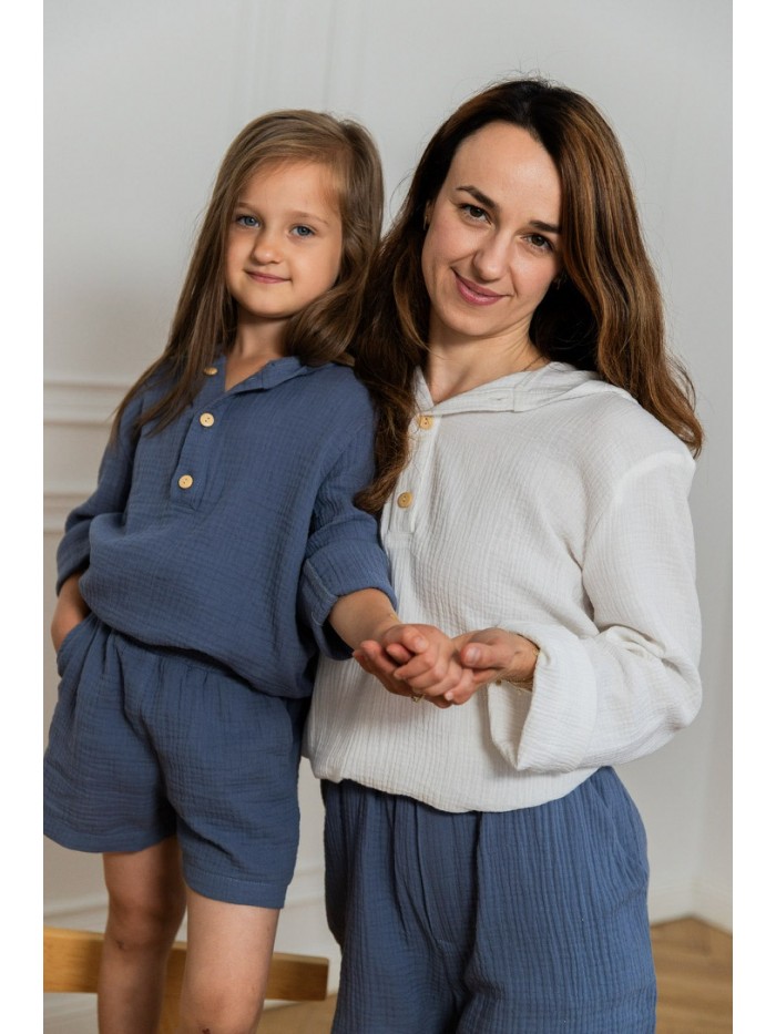 Muślinowa bluza z kapturem dla dziewczynki