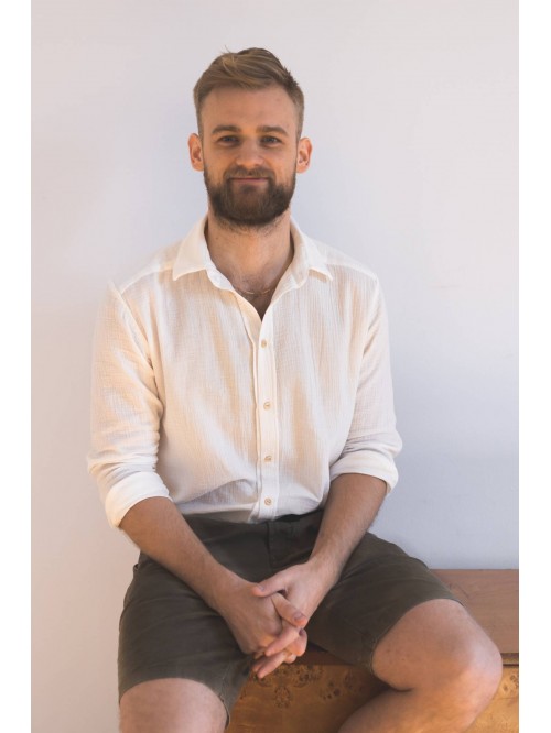 Męska koszula muślinowa z kołnierzykiem