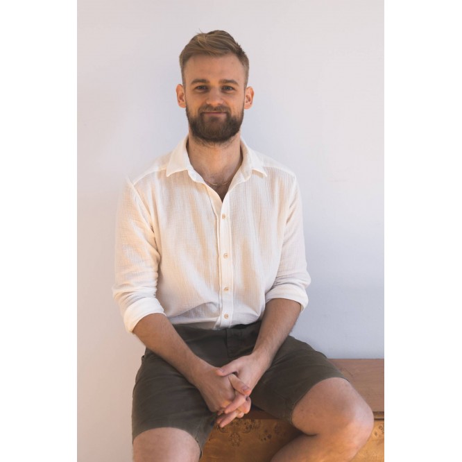 Męska koszula muślinowa z kołnierzykiem