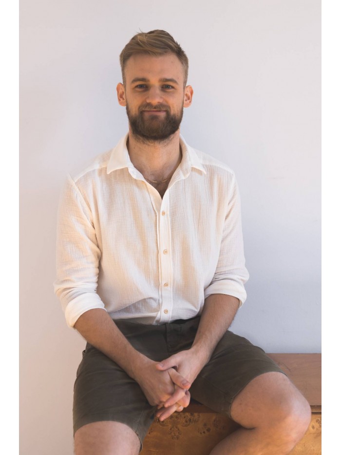 Męska koszula muślinowa z kołnierzykiem