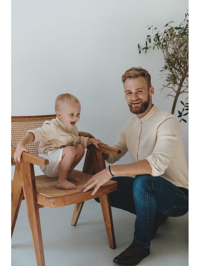 Męska koszula muślinowa ze stójką