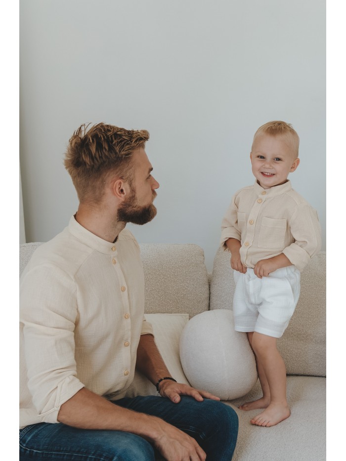 Męska koszula muślinowa ze stójką