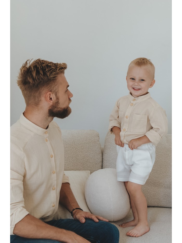 Muślinowa koszula ze stójką dla chłopca