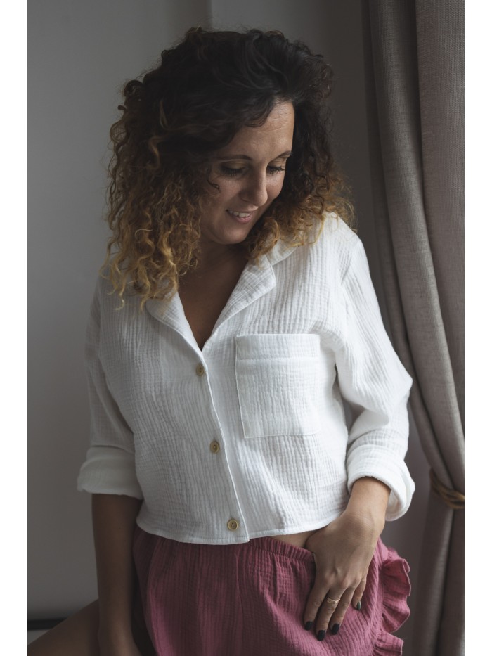 Krótka koszula piżamowa ŚMIETANKA