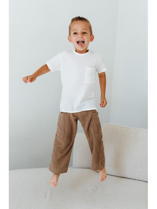 Luźne spodnie z muślinu dla chłopca