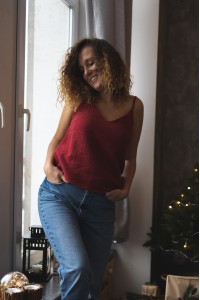 Klasyczny top na ramiączkach  JASNY BRUDNY RÓŻ