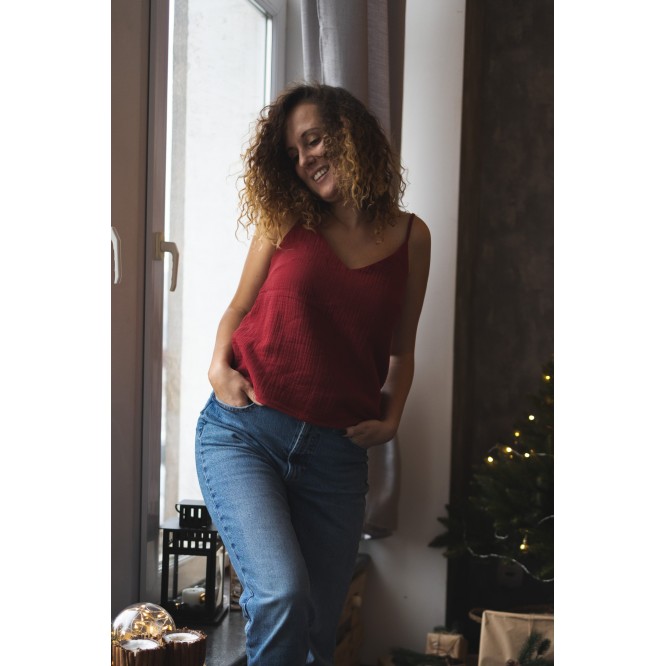 Klasyczny top na ramiączkach ŚWIĄTECZNY CZERWONY