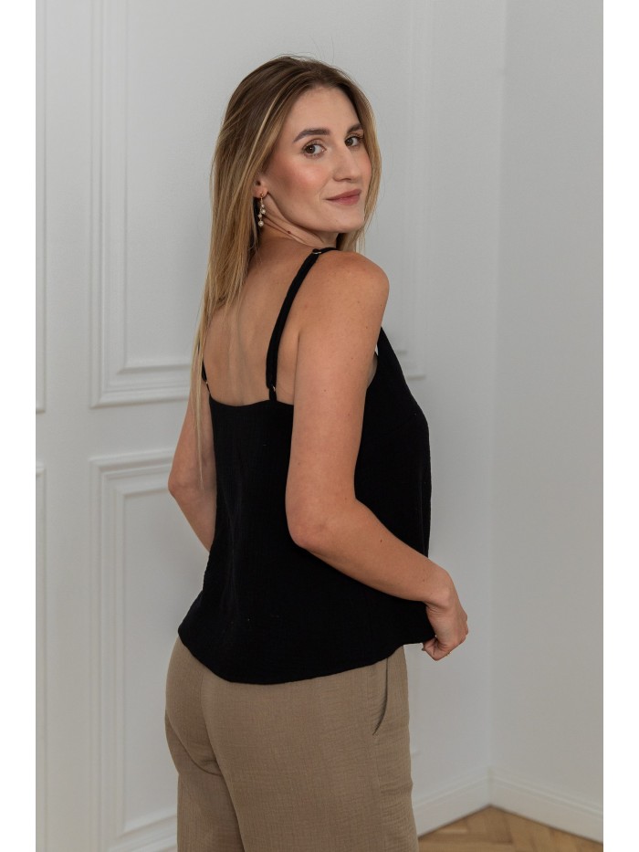 Top na ramiączkach CZARNY