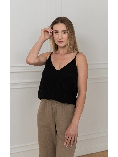 Top na ramiączkach CZARNY