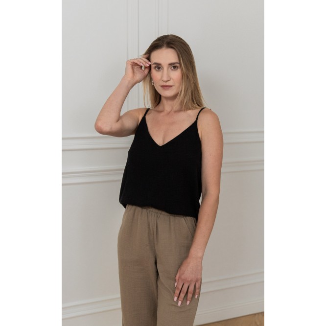 Top na ramiączkach CZARNY